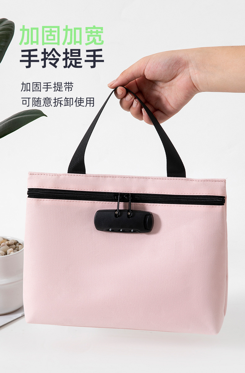 Handheld Password Lock Storage Bag, Oxford Anti-theft Document Pouch, Portable Travel Organizer Bag for Cash Passport Cards - Image 4