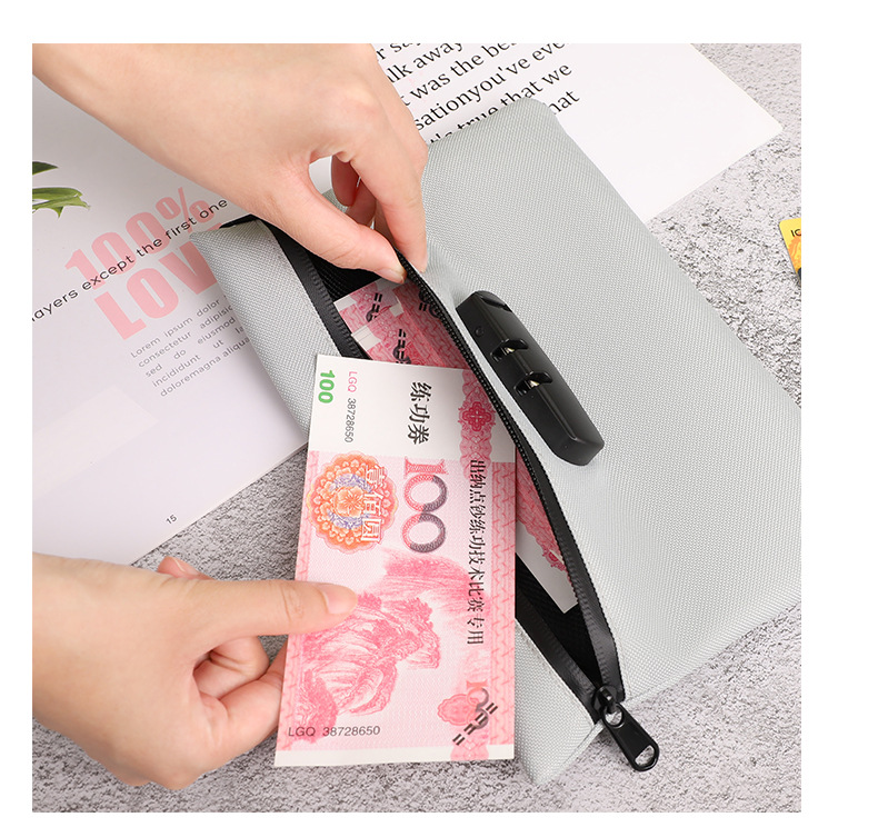 Password Lock Document Bag, Oxford Waterproof File Organizer Passport Cash Storage Pouch Anti-theft Travel Wallet - Image 3