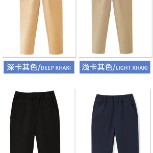 unisex kids solid cotton casual school elastic waist trousers, khaki, black, navy colors