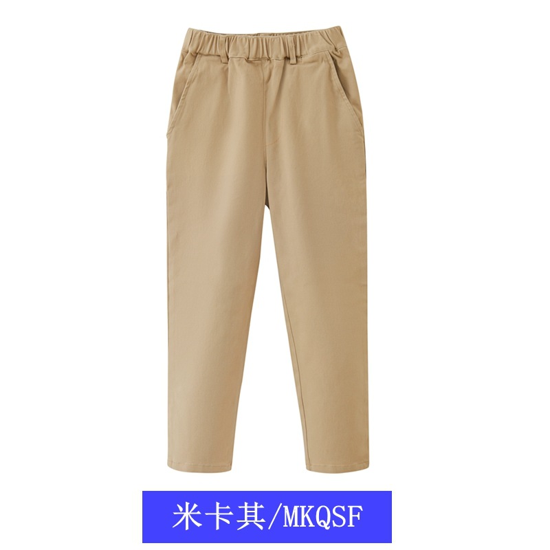 Kids Solid Casual School Pants, Neutral Boys Girls Elastic Waist Trousers - Image 6