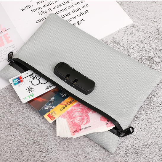 Password Lock Document Bag, Oxford Waterproof File Organizer Passport Cash Storage Pouch Anti-theft Travel Wallet - Image 11