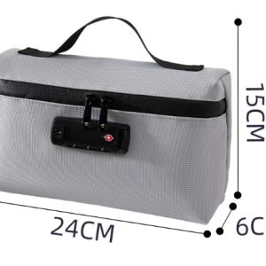 Handheld oxford password lock storage bag with dimension marking, travel passport organizer pouch 24×6×15cm