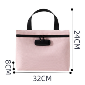 Handheld combination lock storage bag large size dimension diagram 32×24×8cm, anti-theft oxford travel document pouch